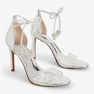 Brian Atwood Express Brand Rhinestone Ball Lace Up Heeled Sandals
